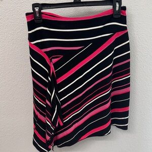 Chic Asymmetrical Striped Skirt in Pink and Black